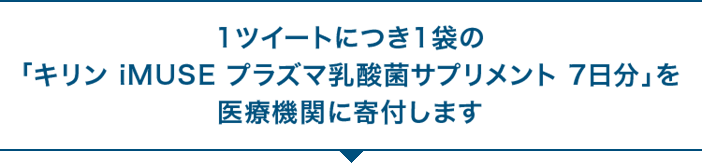 1ツイートにつき1袋の「キリン iMUSE プラズマ乳酸菌サプリメント 7日分」を医療機関に寄付します